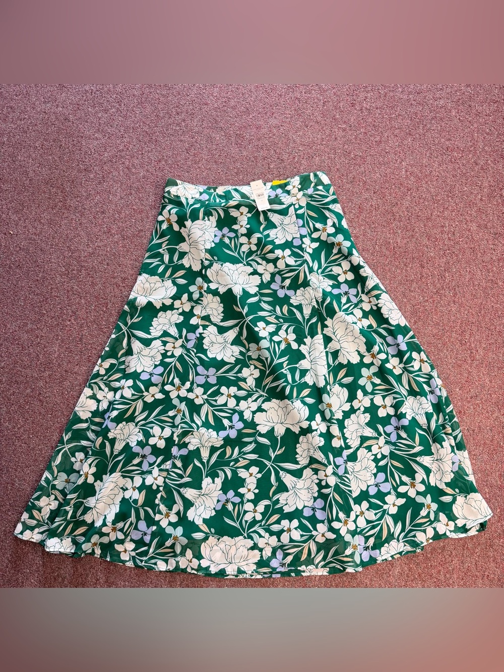 Ann Taylor Green Floral A-Line Skirt